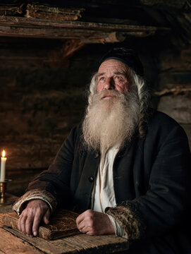 Elderly Jewish Man by Candlelight