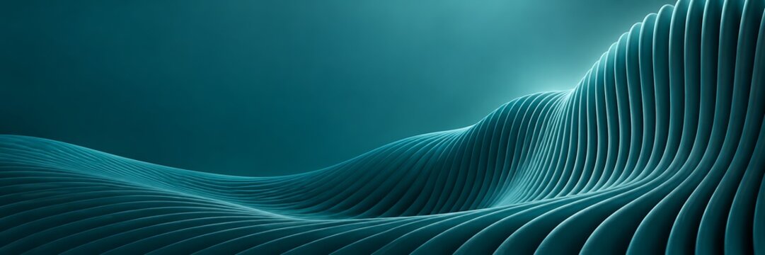 Sculpted teal waves with parallel curved ridges
