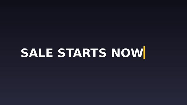 Yellow vertical cursor blinking on dark blue background for digital interface or text input typing animation