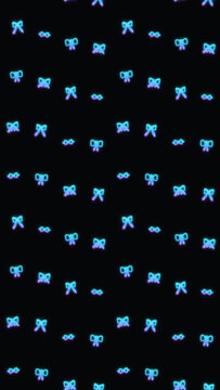 Neon bow tie and bow icons repeating pattern