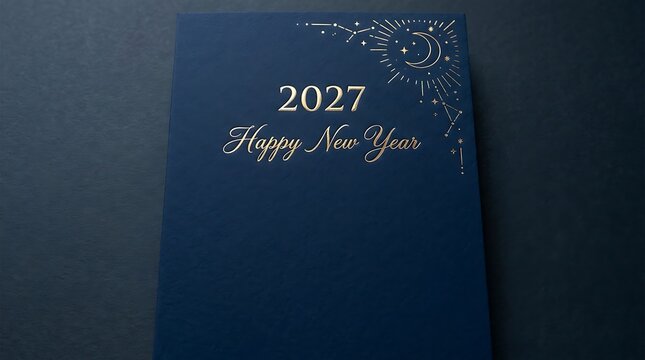 Elegant blue greeting card featuring silver decorative happy new year 2027
