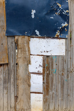 Textured Surface of Weathered Wood and Metal Panels