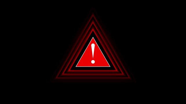 Glowing red warning triangle with exclamation mark
