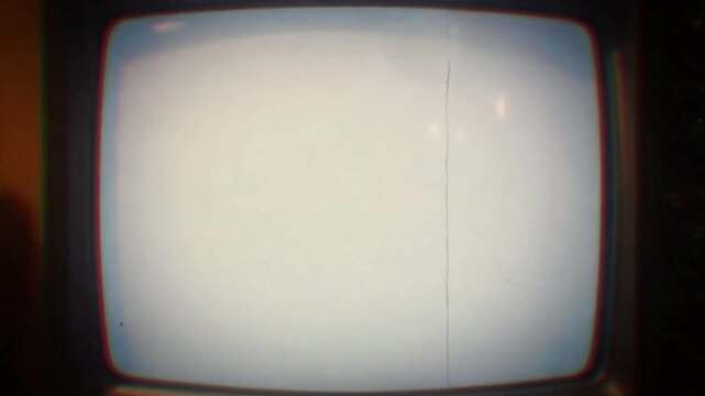 Cinematic Retro Rectangular Monitor Display with Texturized Film Frame Overlay and Vivid High-Saturation Analog Screen Artifacts