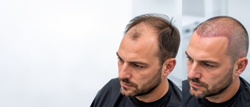 Before and After Hair Transplant Comparison Showing Hairline Restoration and Early Postoperative Results