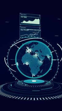 Vertical video: Initializing holographic globe expanding in dark hub, showing SUBSEA CAPACITY UI