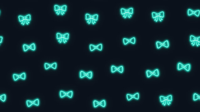 Turquoise Neon Bow Tie Pattern