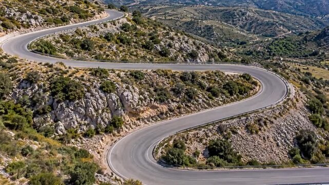 Aerial View of Mountain Switchback Road