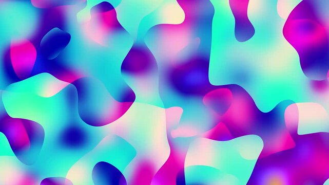 Abstract teal and pink liquid wavy shapes futuristic background. Seamless looping glowing retro waves grunge motion design. Video animation Ultra