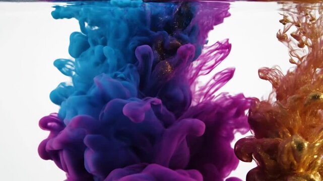 Vibrant Purple Blue Ink Artistic Fluid Dynamics