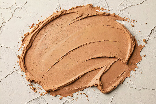 Hand Swept Ochre Clay Wash On Textured Wall Macro Flat Lay Surface