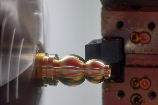 Brass material rod forming and cutting process on an automated CNC lathe machine