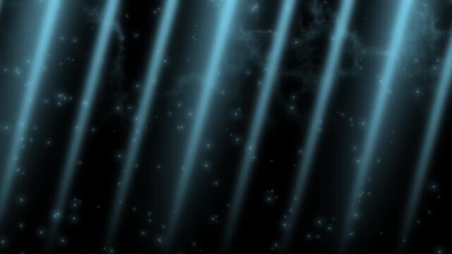 Underwater sunbeams with rising bubbles and caustics on pure black seamless looping ocean overlay