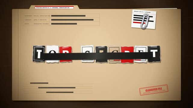 Blackmail animation of ransom note and top secret folder