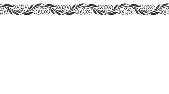 Vintage floral border vector illustration, ornate scrollwork divider, classic black decorative frame graphic element for certificate design