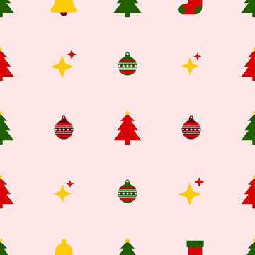 Christmas Icons Seamless Pattern Background, suitable for wallpaper, textile design, packaging design