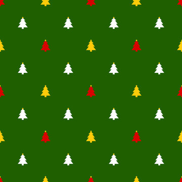 seamless pattern with Christmas Tree Repeating Pattern Green Background, suitable for wallpaper, textile design, packaging design