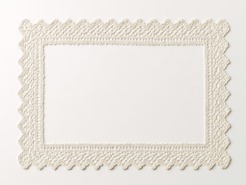 white crochet lace border frame on blank background delicate textile design elegant vintage lace stationery mockup template handcrafted needlework border decorative fabric frame textile background