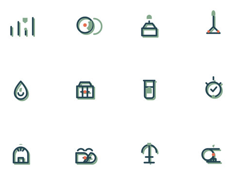 Sustainable Business Icon Set Offset Echo Style 12 Eco Elements