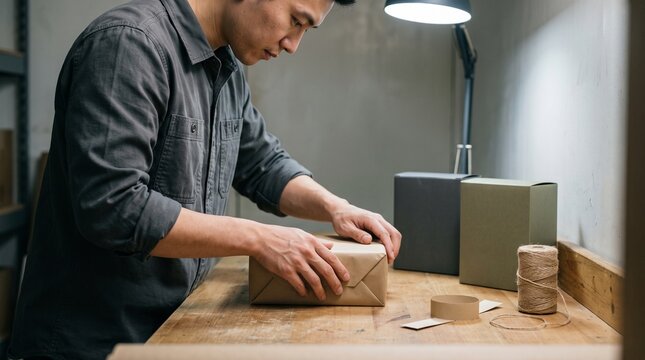 Packing a paper wrapped order for store collection