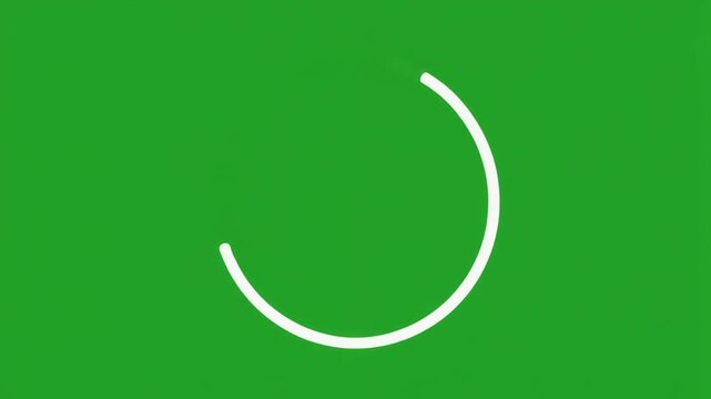 Circular Progress Outline Drawing Clockwise on Green Screen