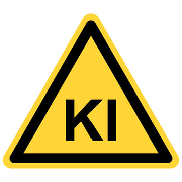 KI und Warnschild