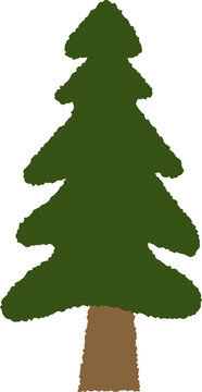Hand Drawn Organic Tree Collection 014 - Dark Green Layered Pine Tree Silhouette Vector