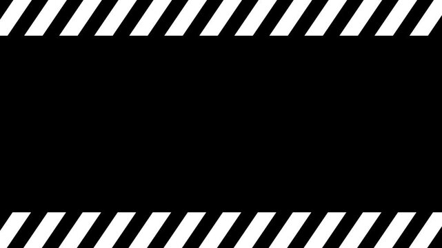 Black Background With Moving White Diagonal Warning Stripes Border Loop