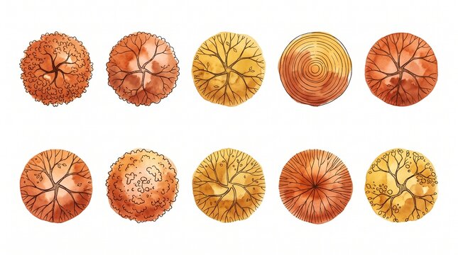 Cross-section wood grain patterns in natural earthy tones