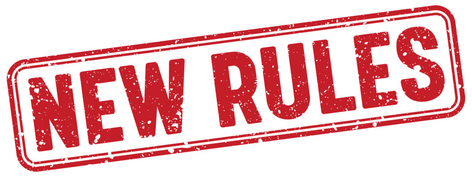 new rules red grunge stamp with no background. new rules stamp