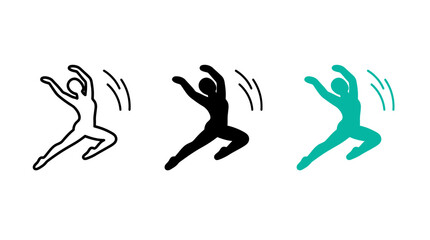 Set of colorful dance learning icons featuring ballet shoes and musical notes © Al Rafi