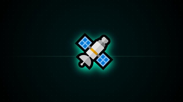 Satellite icon in outer space vector illustration for telecommunication technology and global network communication concept