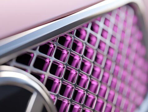 Close-up of hexagonal speaker grill pattern, black and white, modern design, audio equipment, technology, and industrial aesthetic.