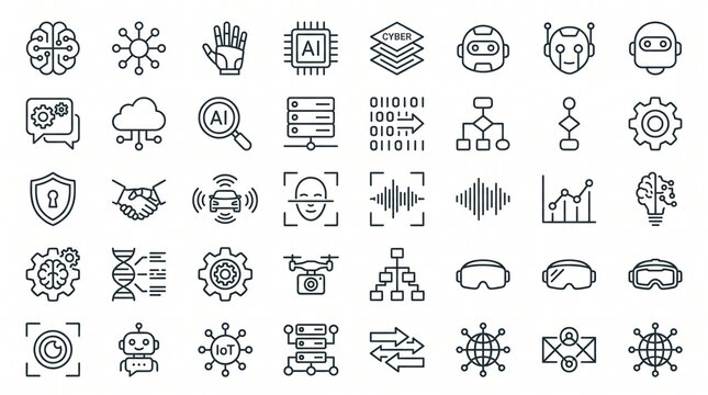 Modern technology icons representing artificial intelligence and digital innovation