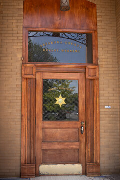 Door to the Absaroka County Sheriff Office at Las Vegas New Mexico