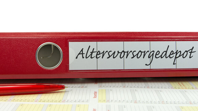 Aktenordner mit der Aufschrift Altersvorsorgedepot