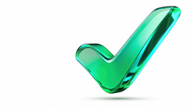 Vibrant green glass check mark icon isolated on background, for success and, generated using ai