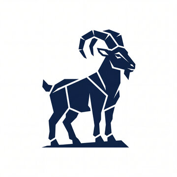 Modern Minimalist Geometric Goat Sculpture Icon Vector Design