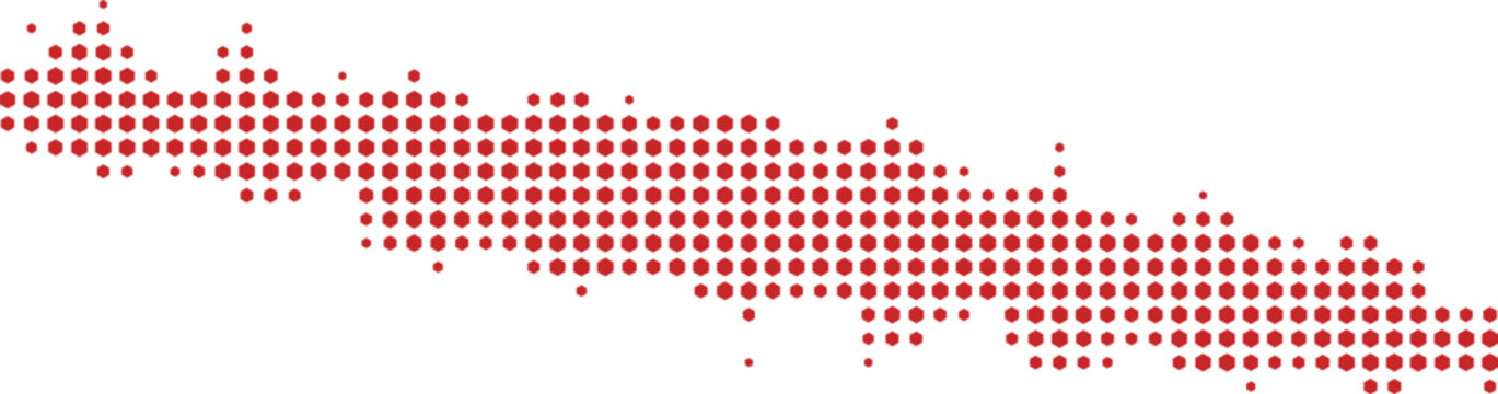 Red Dotted Map Shape representing Nepal isolated against a white background with clean copy space for design