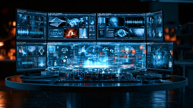 Generative AI visualization representing automated creation of digital content across multiple formats.