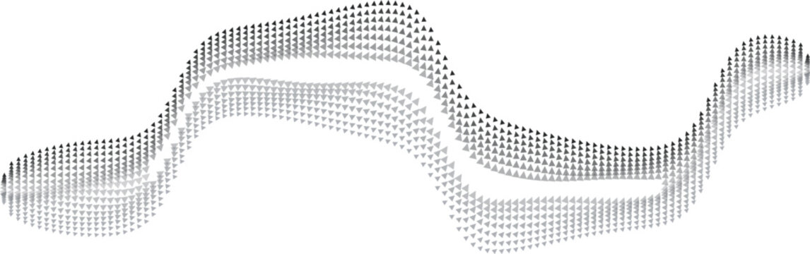 Abstract particle wave with depth effect on white background representing data flow and technology concepts