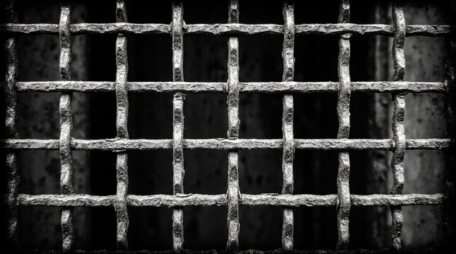Rusty metal wire mesh bars with aged texture