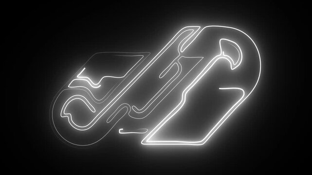 White Neon Tool Shaped Outline with Curved Details