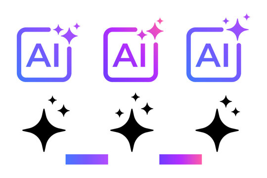 AI Sparkle Star Gradient And Black Symbol Icon