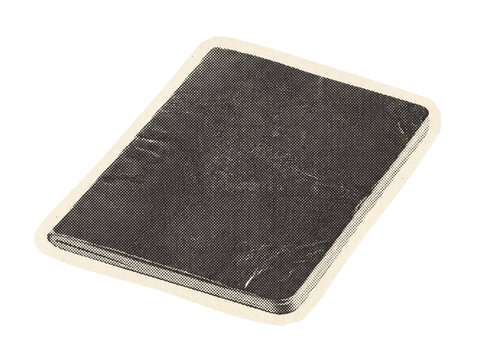 Blank vintage notepad with distressed halftone dot pattern isolated on transparent background for retro scrapbooking design work