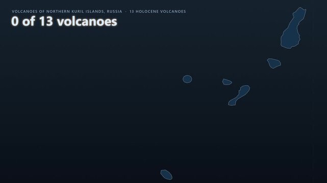 Northern Kuril Islands, Russia volcano map: Alaid, Chikurachki