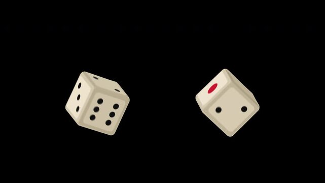 Two dice roll, bounce, and land on double six, 4K