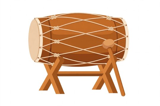 Bedug traditional Indonesian Ramadan drum flat vector illustration on white