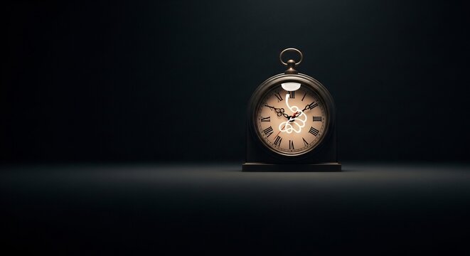 Vintage Pocket Watch on Dark Background.