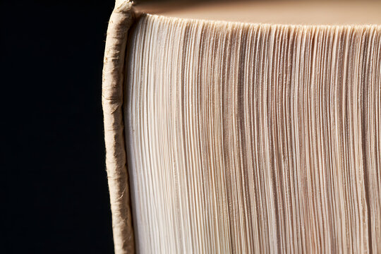 A close-up of the book page edge showing its texture and background, taken at a macro level, creates a natural vertical line pattern